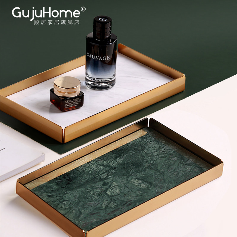 Modern minimalist light and luxurious natural marble Bathroom Makeup table Jewelry Containing Decorative tray Living room Home Swing Accessories