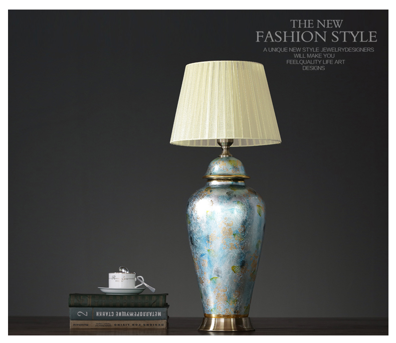 New Chinese style ceramic bedside lamp American household edge model between soft assembly act the role of what adornment creative furnishing articles