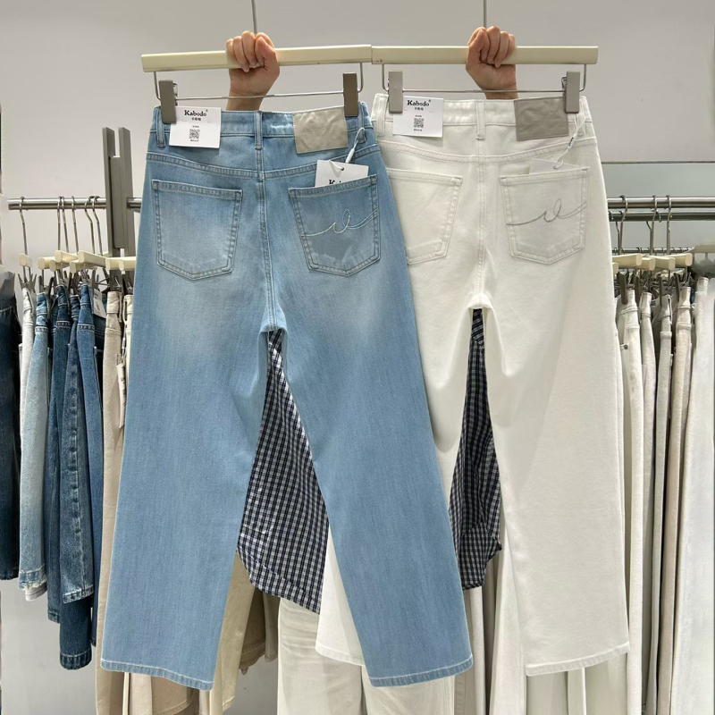Babu Jeans Kabodo73573 Summer Thin Straight-Leg Pants 73572 High-Waisted Slimming Cropped Baguette Pants Babu Jeans Kabodo73573 Summer Thin Straight-Leg Pants 73572 High-Waisted Slimming Cropped Baguette Pants