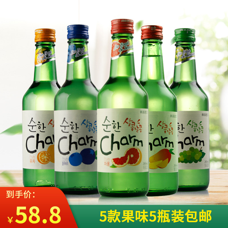 Korea imported fruit shochu Super water fruit shochu five flavors combination package 360ml*5 bottles