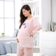 Bộ đồ ngủ cotton mùa xuân và áo tay dài cho bà bầu sau sinh Phụ nữ tháng cho con bú cho con bú áo mùa thu đông bộ ngủ nam