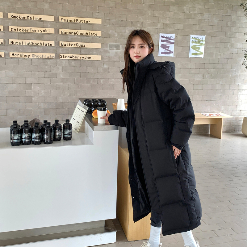 Hei Long down Jacket for Women, Over-The-Knee, 2026 Winter New Style, White Duck Down, Preppy Style, Couple's Black Coat