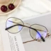 Phiên bản tiếng Hàn của trường retro hình bầu dục kim loại khung phẳng gương nữ văn học cổ điển có thể được trang bị kính cận thị khung nam kính không gọng Kính