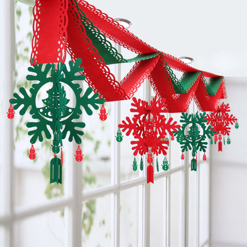 Christmas Decorations Wave Banner Lablossom Flag Snowflake Snowflake Pendant Pendant Pendant Christmas Tree Swing Piece Scene Arrangement