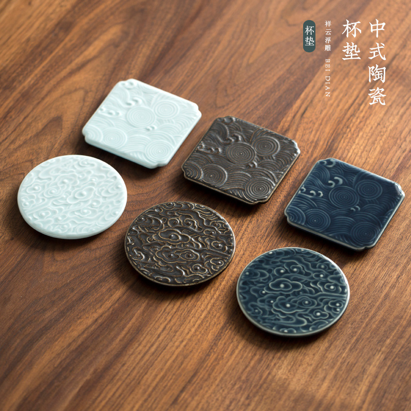 View Lan Xiangyun Tea Cup mat Kung fu Tea Road Ceramic Tea Set Anti-Burn Mat Creative thermal insulation Chinese teapot cup please