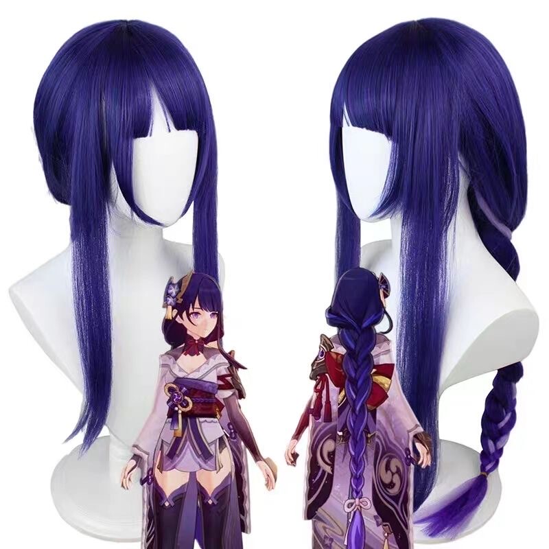 Rose Net Genshin Impact Raiden Shogun Cosplay Wig, Thor Wig with Realistic Scalp and Thick Braided Dreadlocks