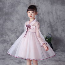  Girls Hanfu spring and Autumn 2021 new ancient costume super fairy Chinese style Tang costume childrens skirt little girl dress summer