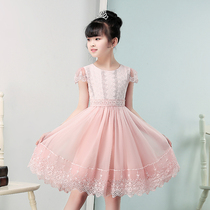  Girls Dress Super Western Princess Skirt Childrens 2021 Summer Puffy dress Little girl Lace mesh skirt