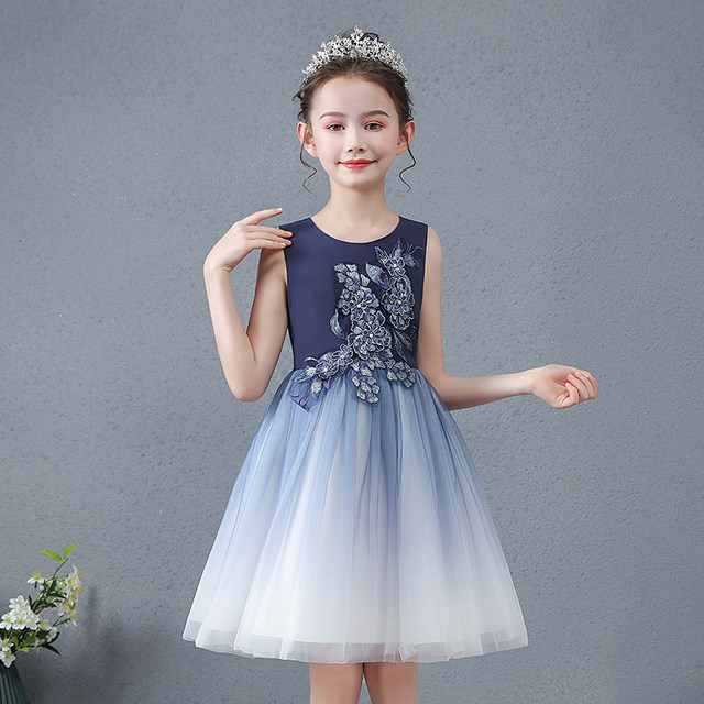 Girls summer dress princess dress foreign style starry sky dress girl flower girl dress fluffy yarn skirt children's dress summer