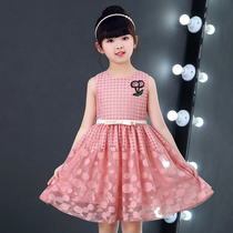 2021 children and girls lace mesh dress foreign style wave dot dot princess dress summer children's clothing tide