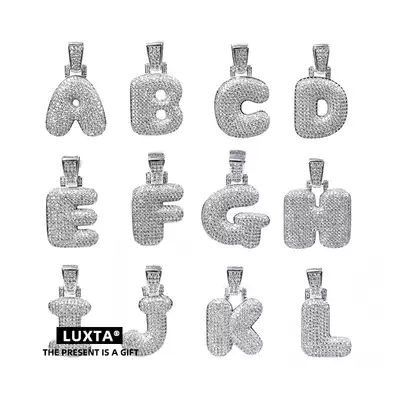 26 English letters gilded hip-hop European and American trendsetter with diamond bubble pendant necklace for men and women couples ins