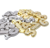 Numerical pendant full Diamond Digital pendant hip hop studded diamond full diamond men and women tide Necklace Flash ins