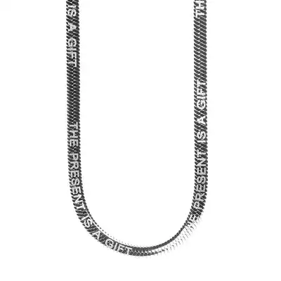THE PRESENT IS A GIFT snake bone chain laser lettering high street necklace European and American hipster GIFT hip hop