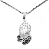 The Praying Hands Prayer Micro Diamond Pendant Pendant Gold Necklace Fashion Accessories Hip Hop