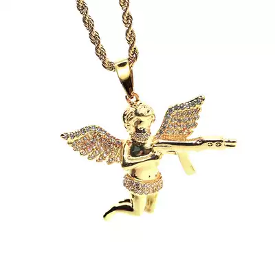 revenge Angel Necklace revenge take gun Angel pendant Necklace for men and women choker hiphop