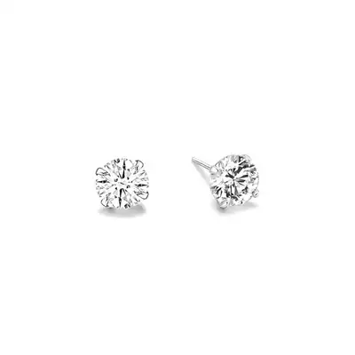 Simple sterling silver stud flash diamond trend men and women earrings hip hop fashion silver zircon diamond earring