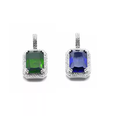 LUXTA red, blue and green pink colored gemstone necklace for men and women with gold plated silver hip hop couple choker trend