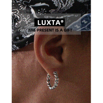LUXTA s925 silver Cuban earrings for old retro sterling silver men and women hip hop fashion European and American tide hiphop hiphop