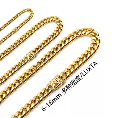 Silver lock necklace Europe and the United States hip-hop trend Joker cuban high quality titanium steel men and women cuban chain