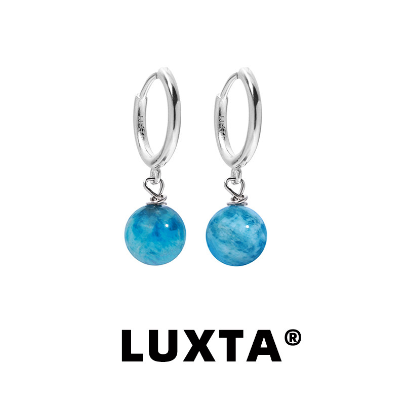 LUXTA原创 925银蓝磷灰石耳坠嘻哈男 高级感耳饰女民族风藏式耳环