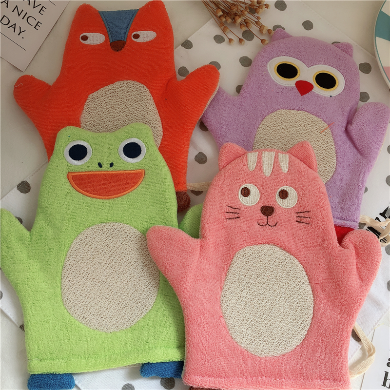 Children's cute cartoon bathroom bath rub back baby gloves Bath rub bath towel Baby adult bath rub bath