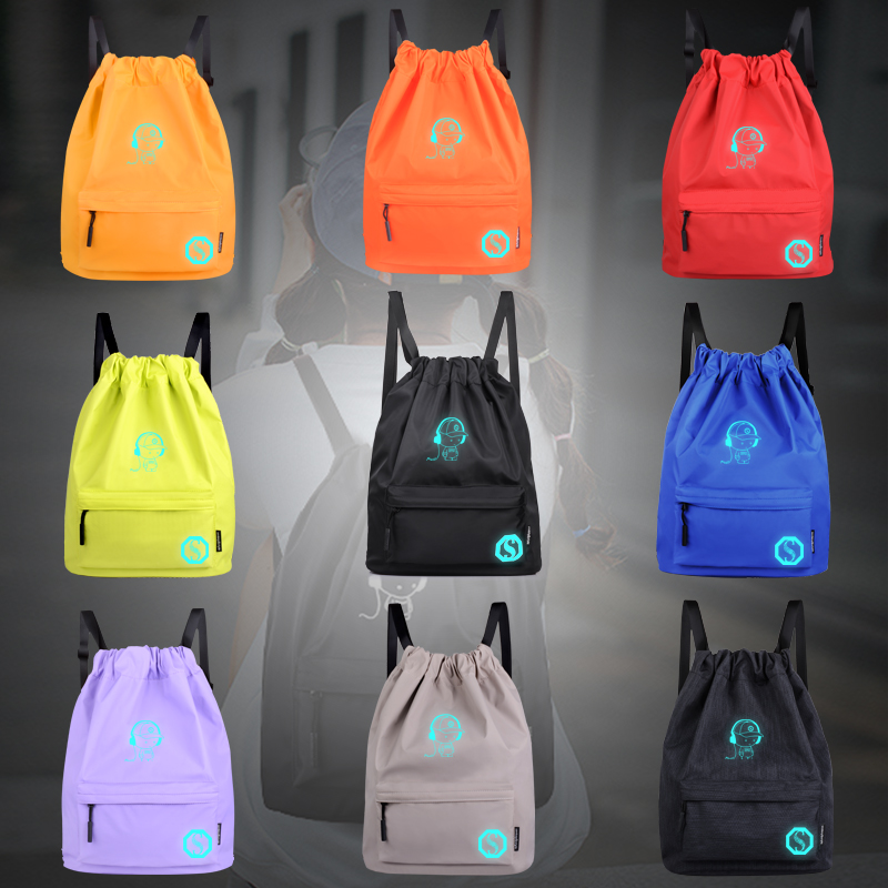 Drawstring backpack Female simple school bag Bag Primary school students lightweight make-up bag Make-up backpack simple male