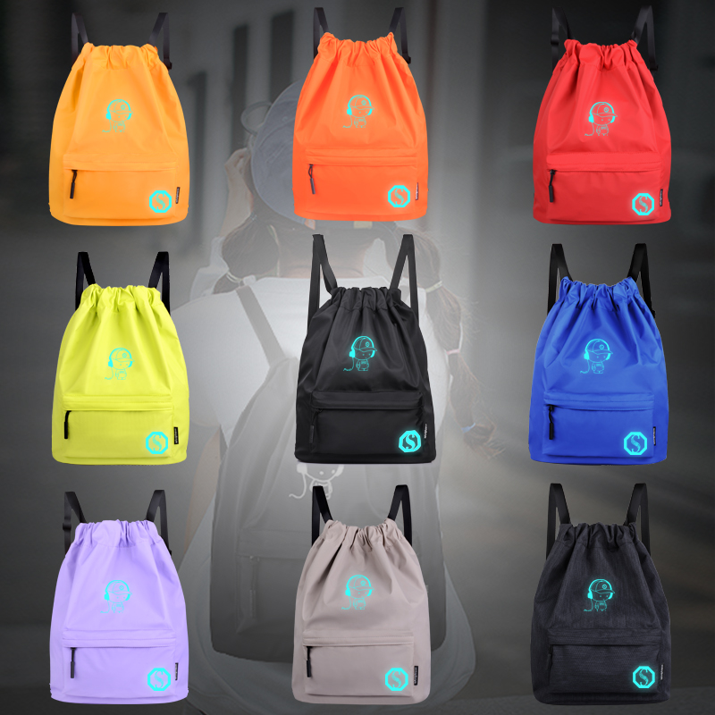 Bundle pocket drawstring backpack women's simple school bag cloth bag elementary school student light make-up bag tuition backpack simple male