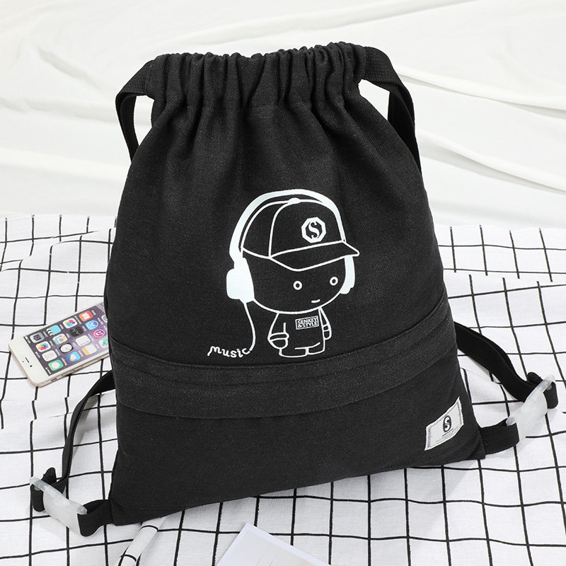 New Beam Pocket double shoulder bag Male Easy Sport Shoulder Bag Student School Bag Small Cloth Bag Light Supplementary Lesson Pull Rope Bag