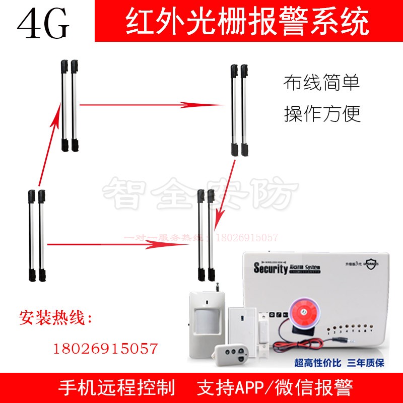 Countryside outdoor home infrared induction grating Wall perimeter burglar alarm balcony doors and windows pair shooting sirens