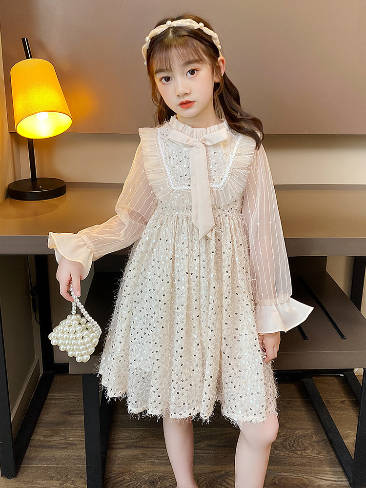 Early autumn children's clothing female foreign style girl's dress spring and autumn princess style children's skirt spring sweet fairy princess dress
