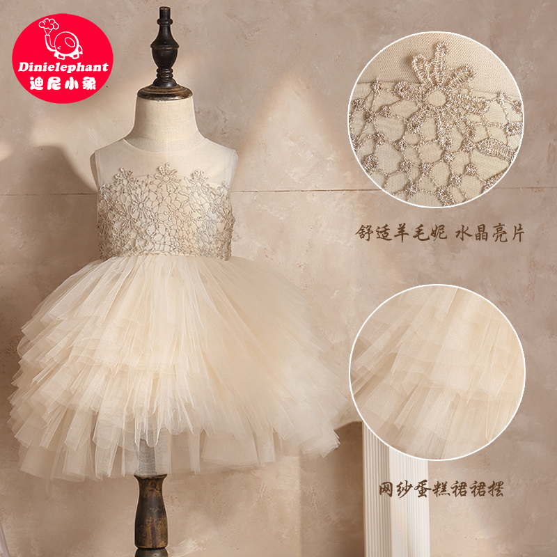 Girl Ocean Dress Summer Style Baby Gown Princess Dresses Princess Dress Korean Version Children Fluffy Crewns small Fragrant Breeze Skirts