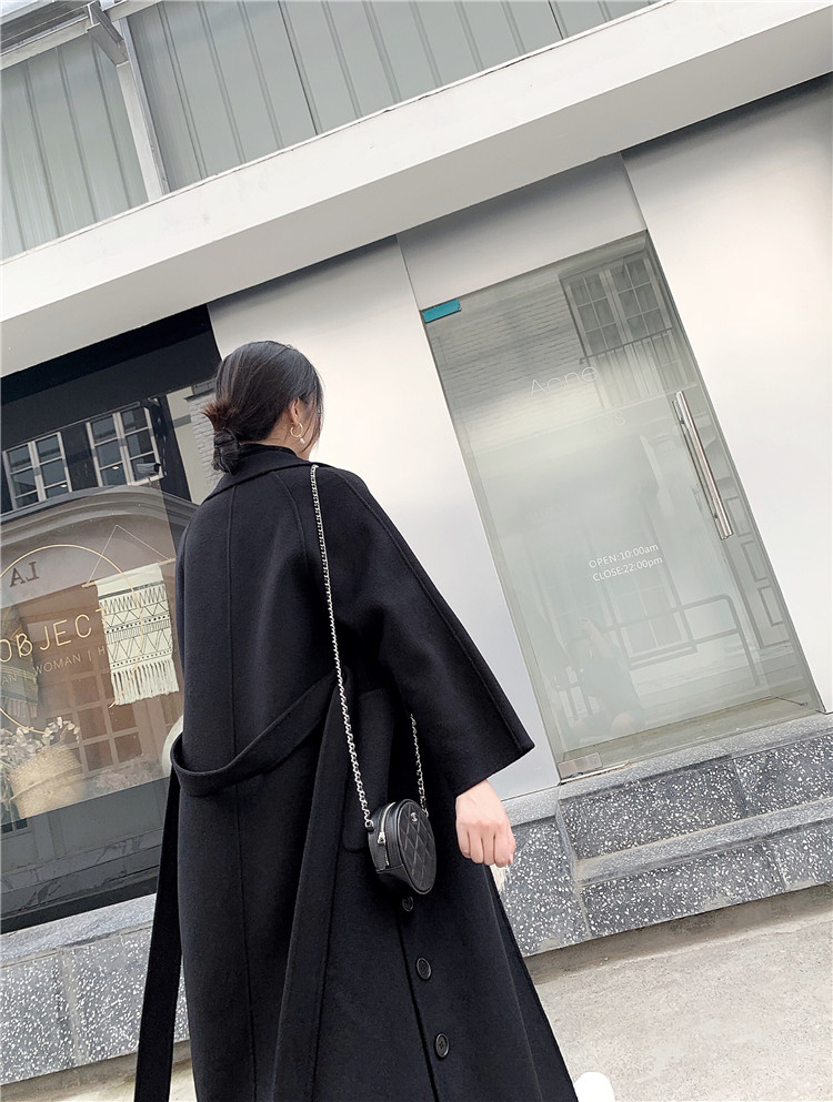 Áo khoác len nữ dài phần phiên bản Hàn Quốc 2018 mới qua đầu gối cộng với áo len cashmere hai mặt dài áo phao nữ
