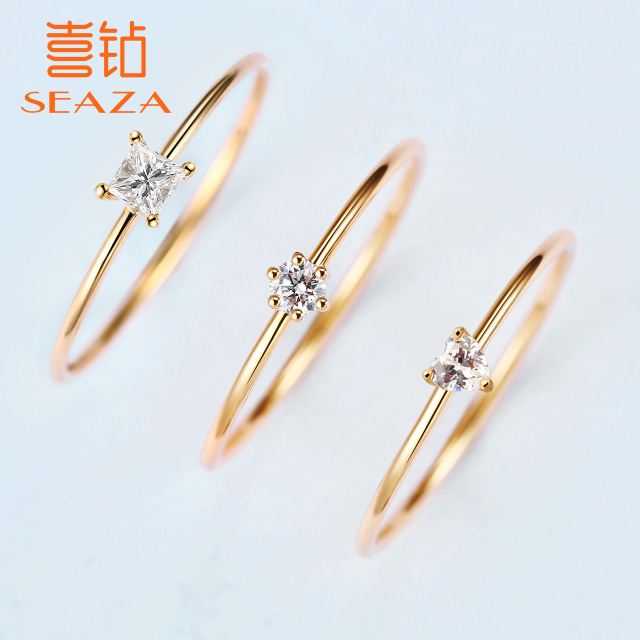 18K gold courting diamond ring real drill group inlaid with 750 tail ring female ring 10 Loving Shaped Joydrill Special Cabinet