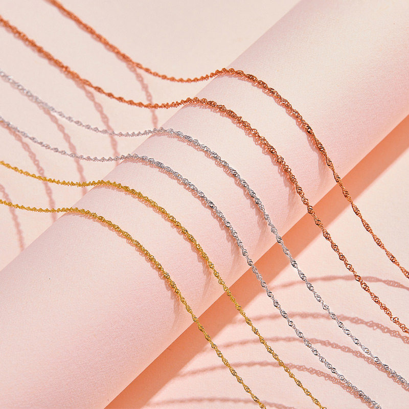 Joy Drill 18K Gold Necklace Rose Gold Cover Chain Chain Sub Water Corrugated Chain Vegetarian Gold Lock Bone Chain Rose Gold Necklace Lady-Taobao