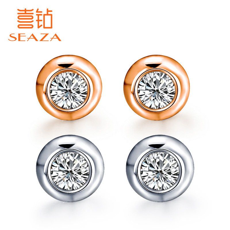 Xia diamond earrings female 18K rose gold diamond earrings diamond earrings real diamond Bubble earrings to send girlfriends