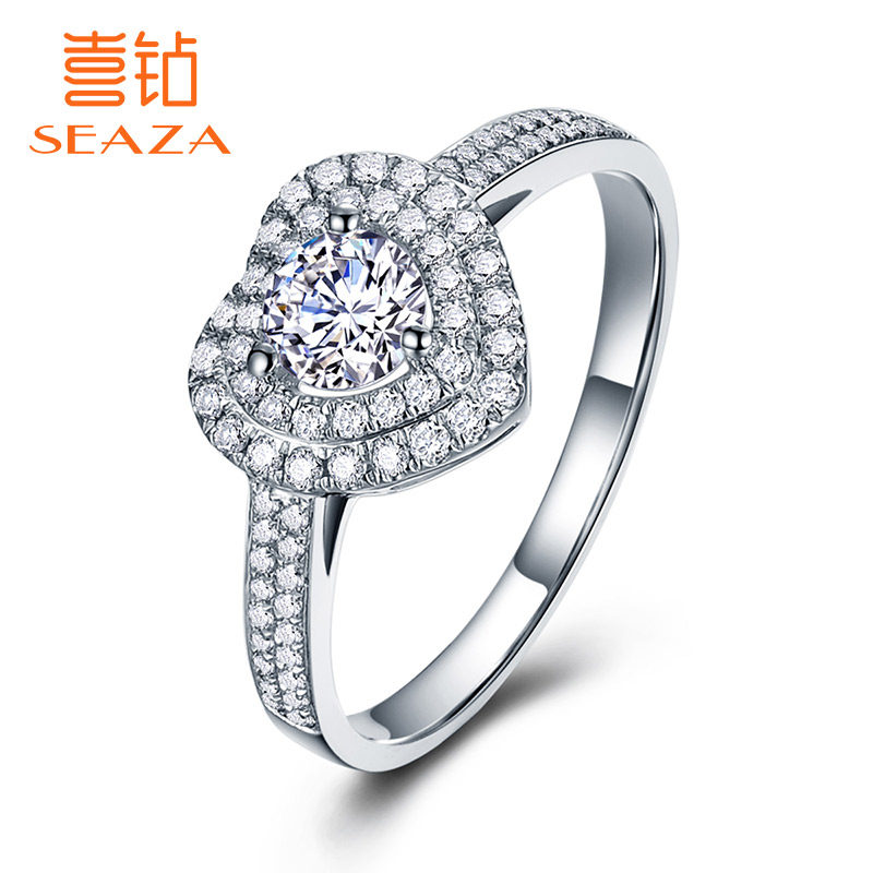 Joy Diamond White 18K Gold Ring Woman Elegant Heart-shaped Sweet Diamond Ring Fashion Courting Wedding Ring Engagement Wedding Ring Send Girlfriend