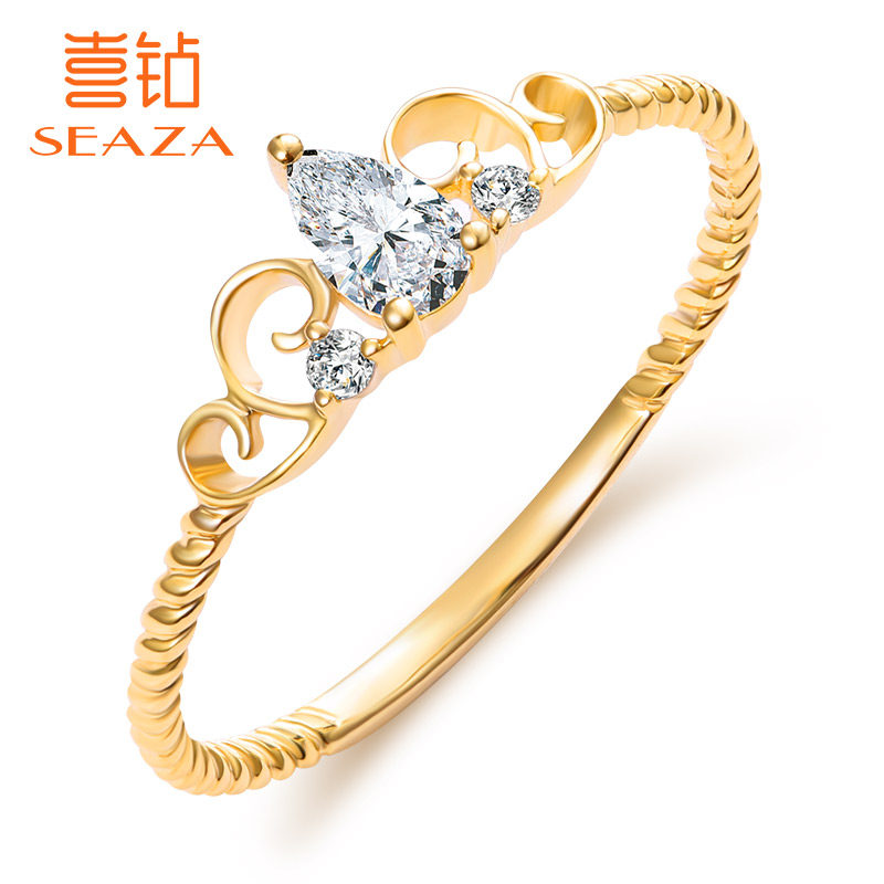 Joy Diamond Ring Woman Yellow 18K Gold Princess Crown Princess Crown Women Ring Fashion Diamond Ring Special Cabinet AU750 Wedding Ring
