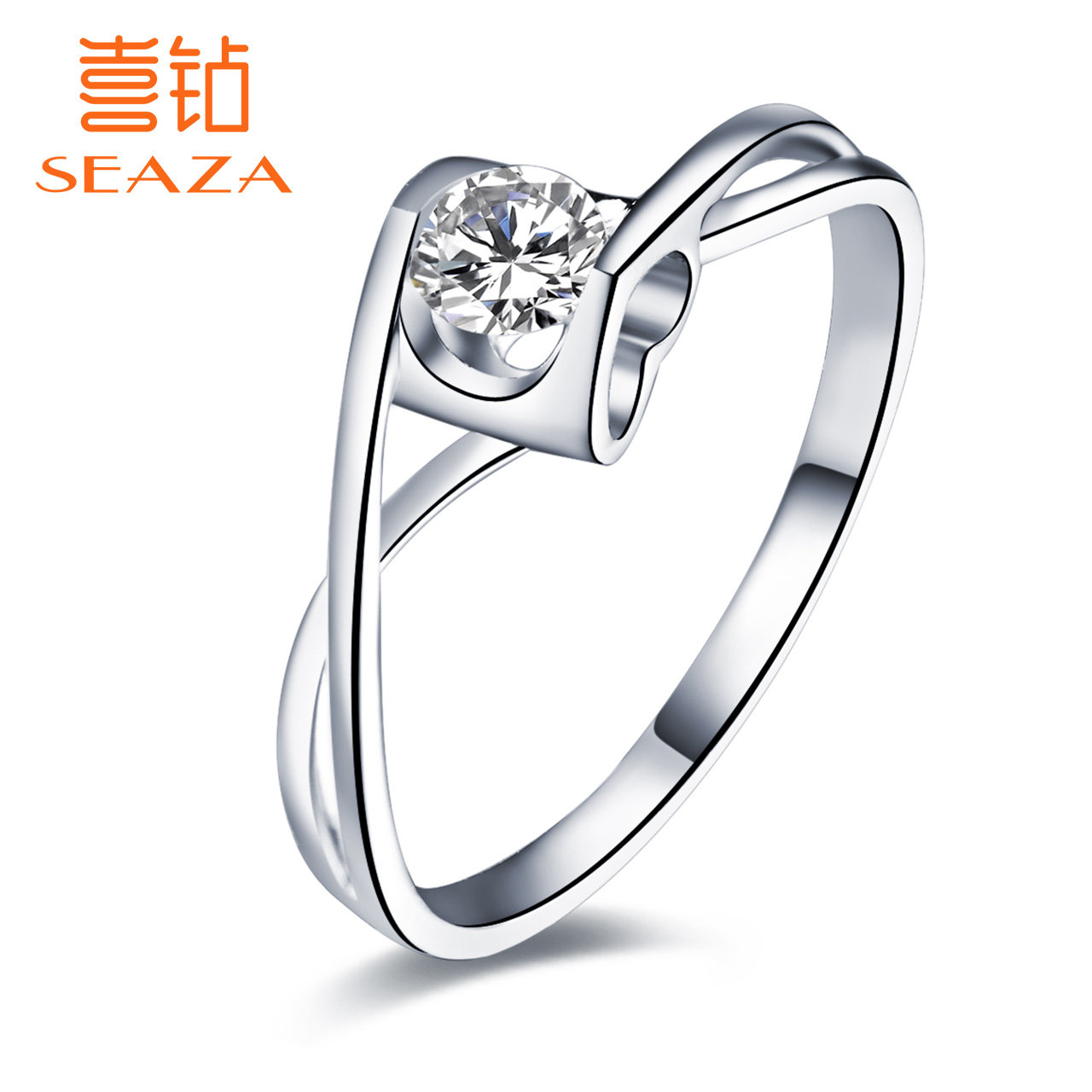 Happy Diamond to make it kiss and diamond ring girl's heart-shaped diamond female ring wedding ring courting for a Valentine's Day gift
