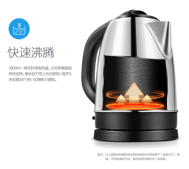 Ấm đun nước điện Midea / Midea MK-SJ1702 ấm đun nước 304 inox 1.7 lít dung tích lớn - ấm đun nước điện bình siêu tốc kangaroo