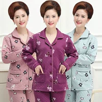 Trung niên mẹ đồ ngủ phụ nữ mùa thu và mùa đông dày sandwich sandwich quilted trung niên dài tay dịch vụ nhà cao tuổi phù hợp với kích thước lớn đồ ngủ nữ