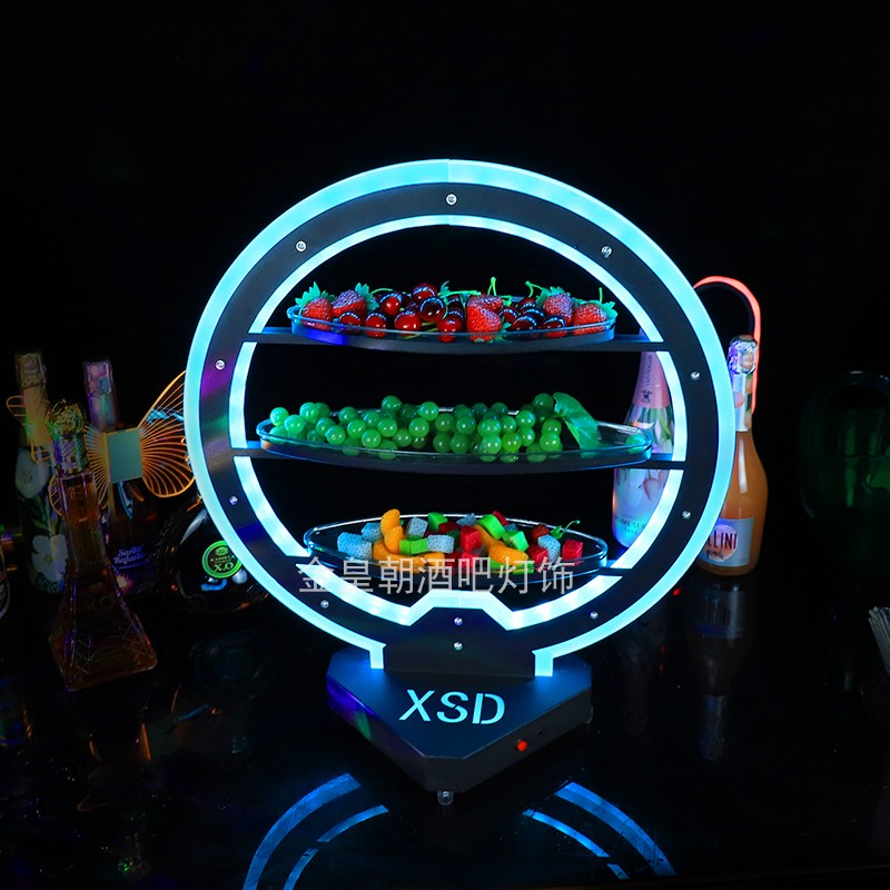 Bar KTV luminous fruit tray frame new three-layer creative fruit pan Chinese style fruit parquet snack dish snack shelf