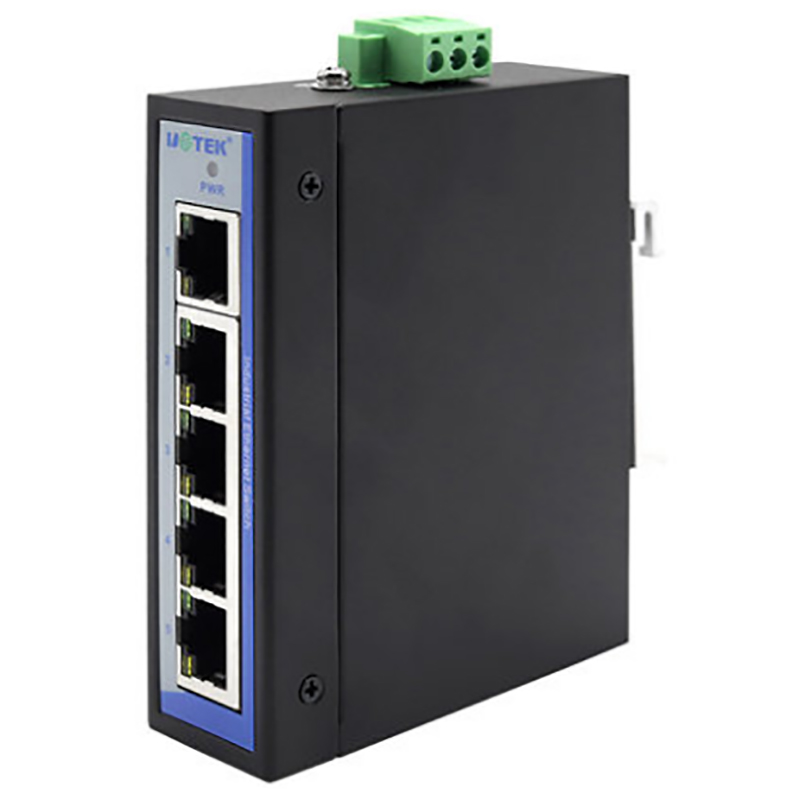 Yutai UT-6405sa 5 ports 100m Ethernet switch non-network-managed industrial-grade rail installation ESD Electrostatic protection surge breakthrough protection 100m network route hub tap