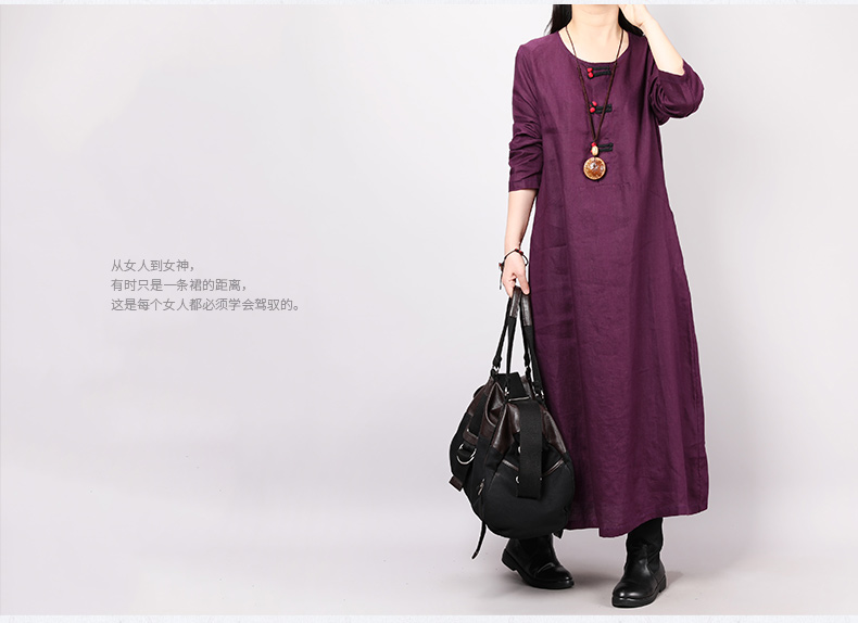 Vintage văn học đĩa khóa vải lanh phụ nữ 2019 mùa xuân mới gió quốc gia lỏng lẻo mỏng và váy lanh - Sản phẩm HOT dam maxi