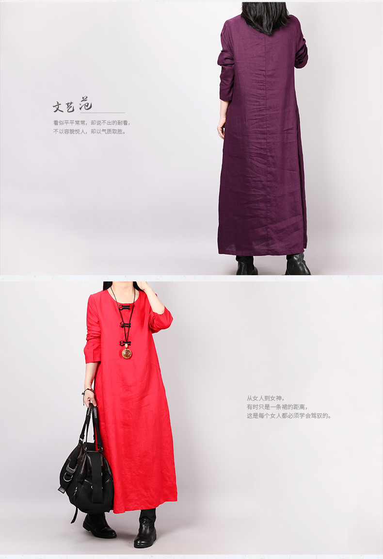 Vintage văn học đĩa khóa vải lanh phụ nữ 2019 mùa xuân mới gió quốc gia lỏng lẻo mỏng và váy lanh - Sản phẩm HOT dam maxi