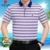 Pierre Cardin 2018 hè mới áo thun lụa tay ngắn băng sọc nam trong áo sơ mi lụa trẻ áo thun nam tay ngắn đen Áo phông ngắn