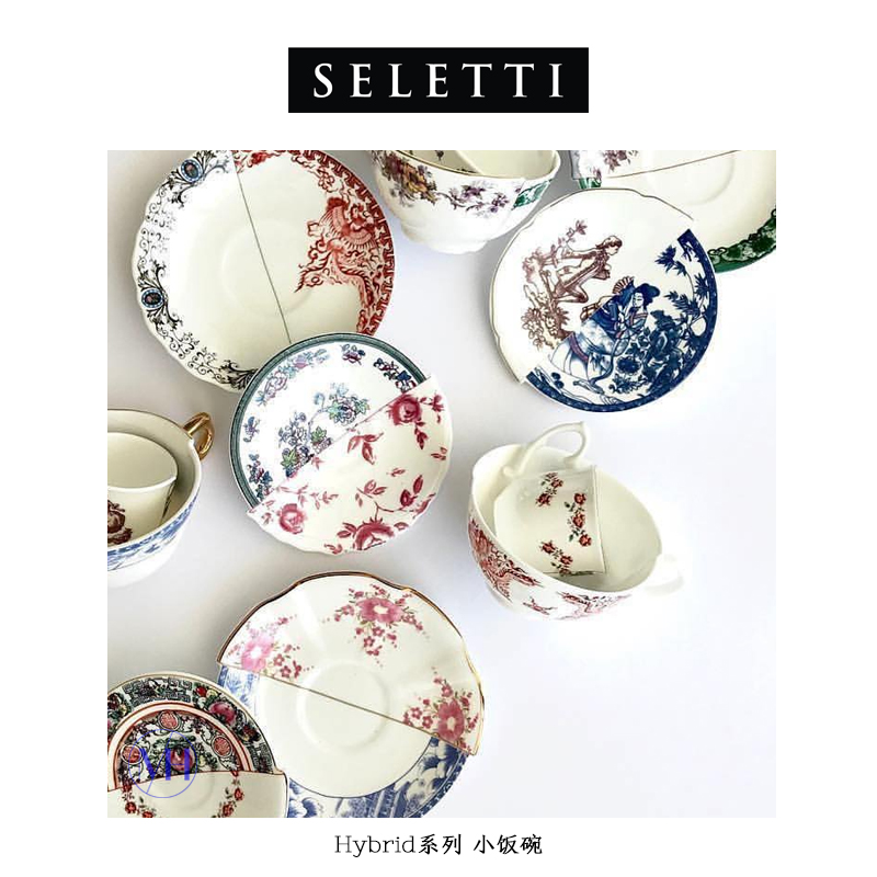 Italian Seletti Chinese Western HYBRID Splicing Series Fruit Bowl Dessert Bowls Small Rice Bowls Bone China Porcelain