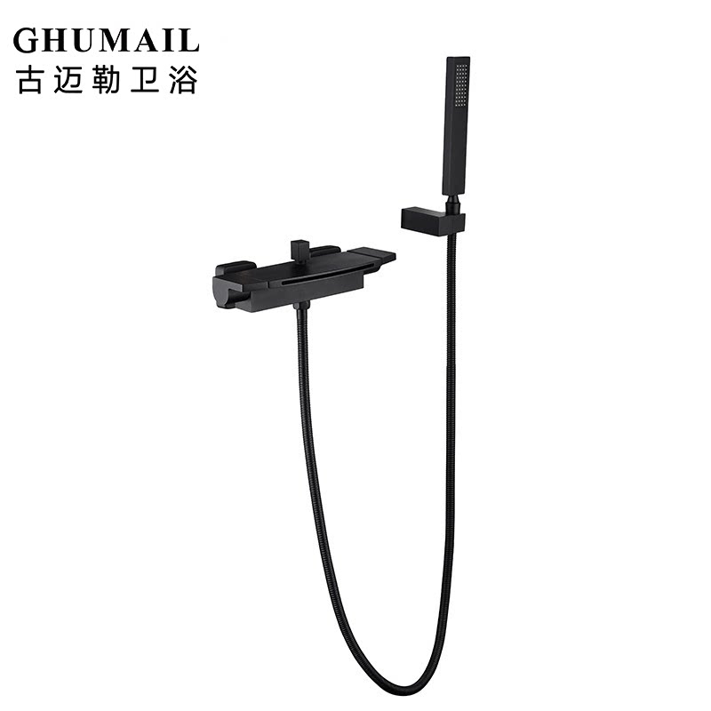 European Wall Shower Set Household Great Falls Double Switch All-copper-gold Ancient Black Aromatic Flower