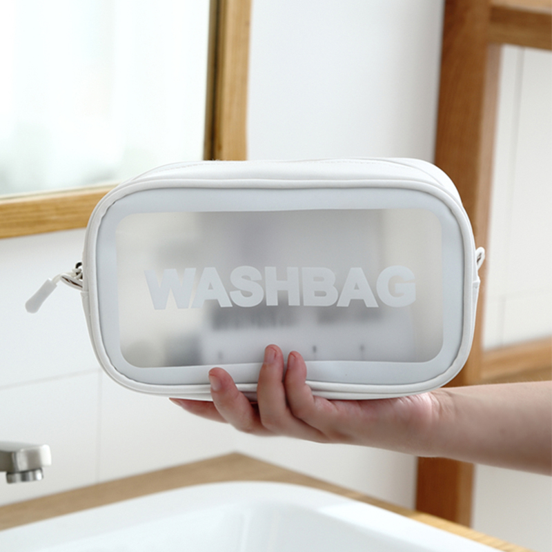 South Korea Business Trip Multifunction Portable Trumpet Waterproof Transparent Handheld Fitness Wash Bag Men Makeup Bag Women