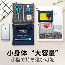 Hand holding short simple fabric small wallet womens bag student mini Key Coin mobile phone coin wallet change bag