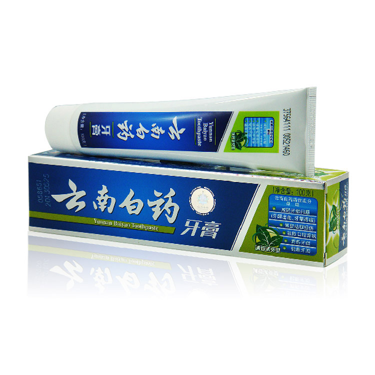 云南白药牙膏薄荷清爽型100g 美白牙齿口气口臭溃疡牙龈出血牙垢